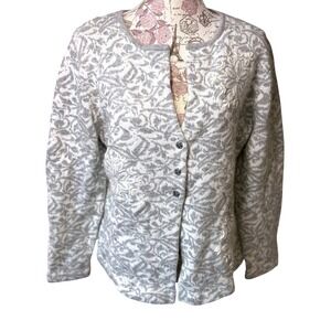 Women's Cottagecore Gray Snowflake Embroidered Cardigan Sweater XL Winter top
